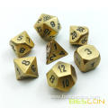 Golden Solid Metal Polyhedral D&D Dice Set of 7, Metallic RPG Role Playing Game Dice in 4 Assorted Colors